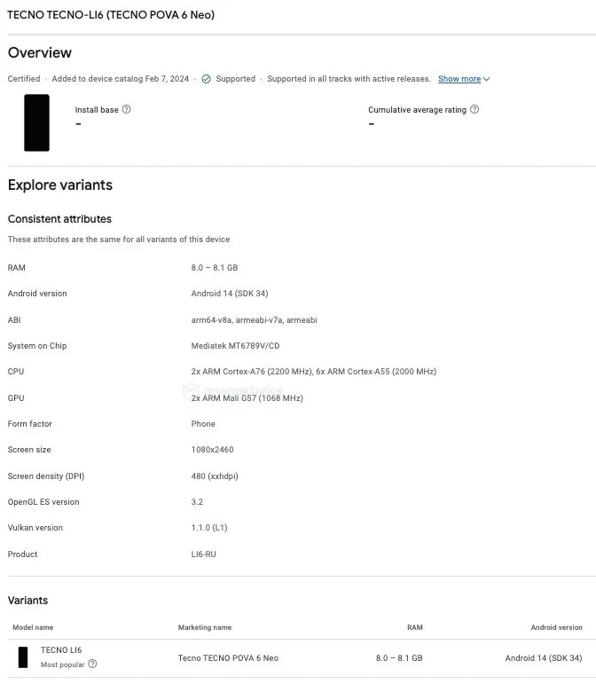    Главные особенности TECNO POVA 6 Neo рассекречены до премьеры