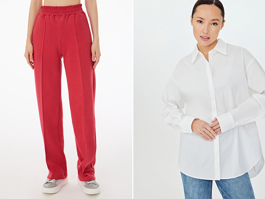 Строгие лоферы и рубашка создадут нетривиальный микс со спортивными джоггерами.