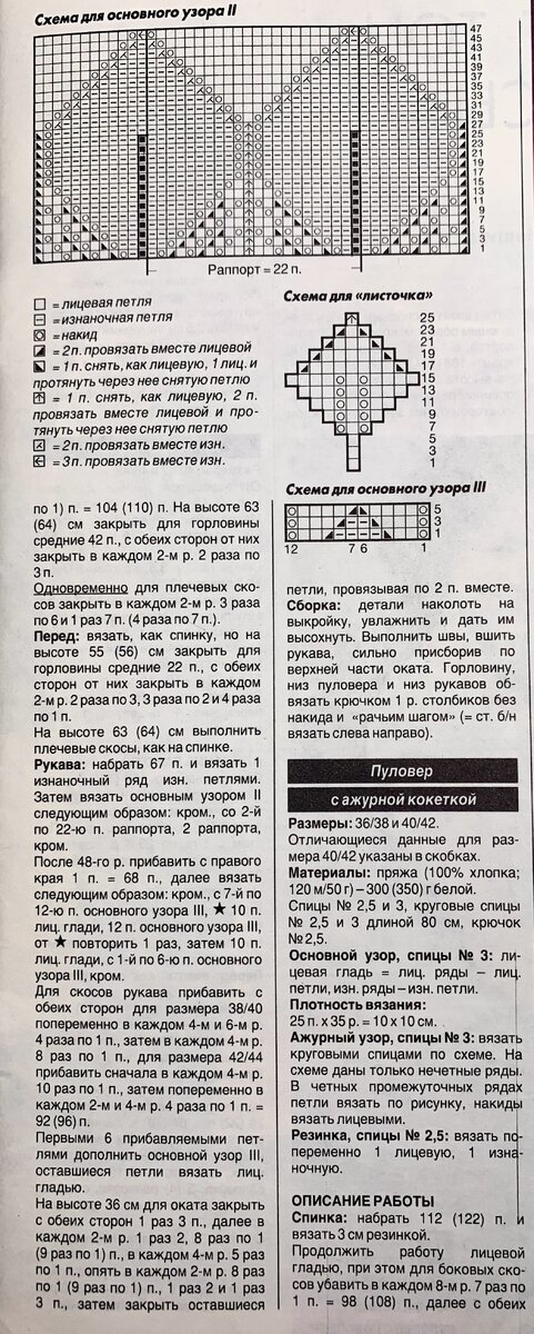 Описание и схемы узоров в галерее.