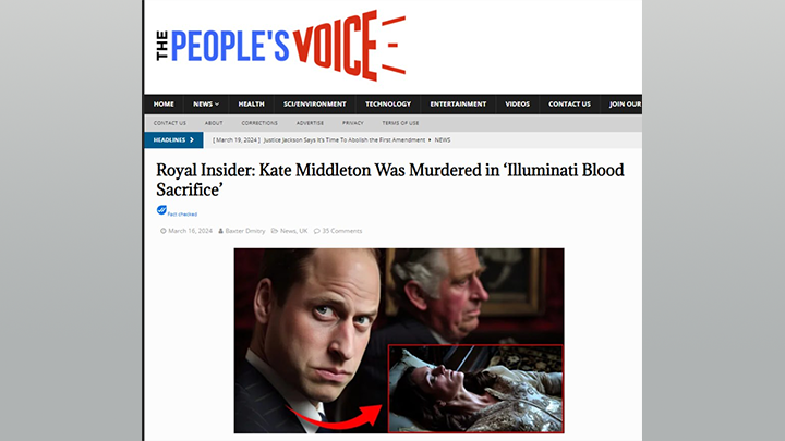   Дни Кейт Миддлтон были сочтены со дня свадьбы с принцем Уильямом. Скриншот страницы сайта The People's Voice