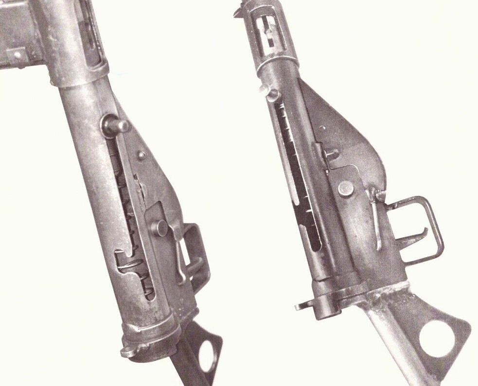 "Устройство Потсдам" (слева) и британский "Стен" (справа). Фото из книги.