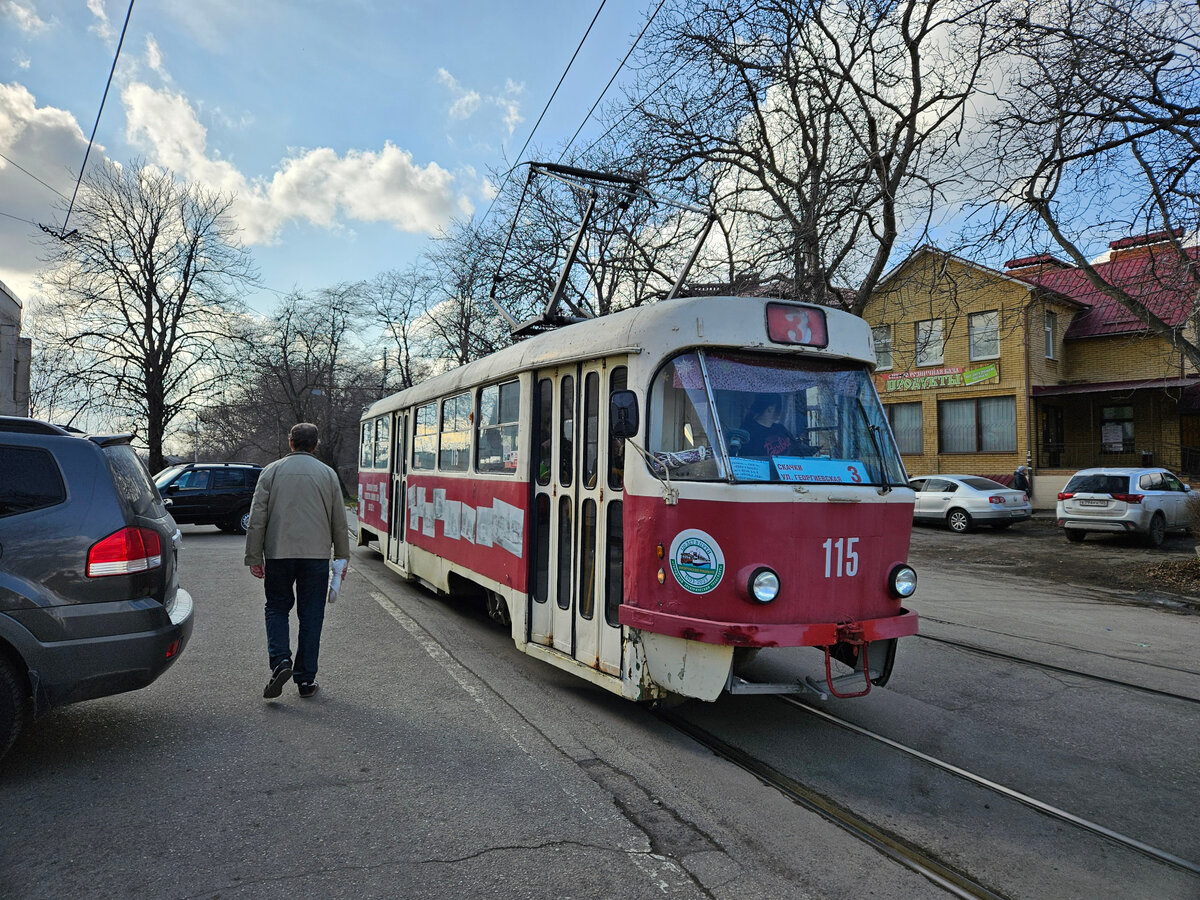 Tatra T3SU 1987 года выпуска на 3 маршруте. Участок "ул. Нежнова" – "Ж/д вокзал".