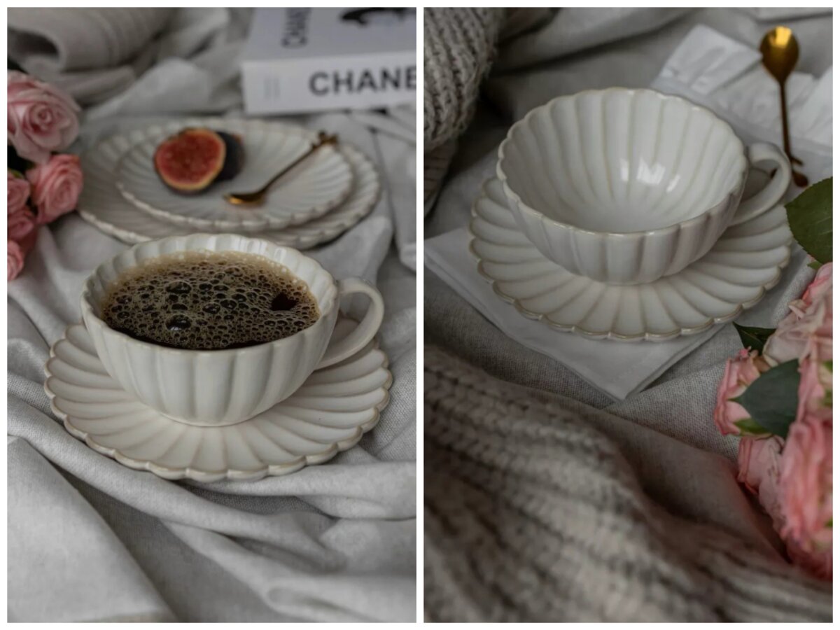 Красивая чайная пара ракушка