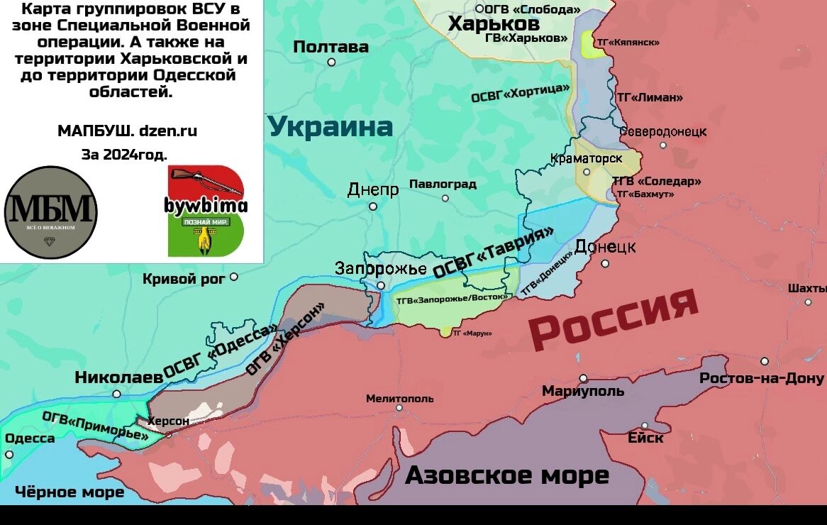 Группировки ВСУ зоне СВО. 