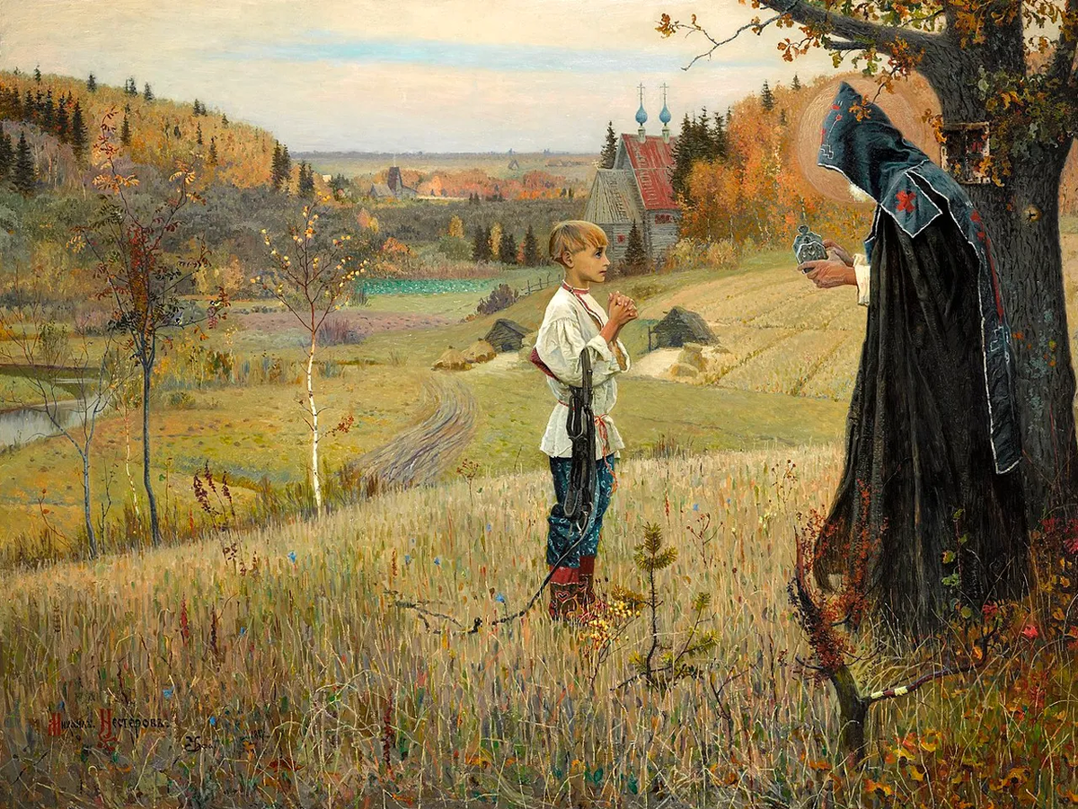 Михаил Нестеров. Видение отроку Варфоломею. 1889-1890. Государственная Третьяковская галерея, Москва 