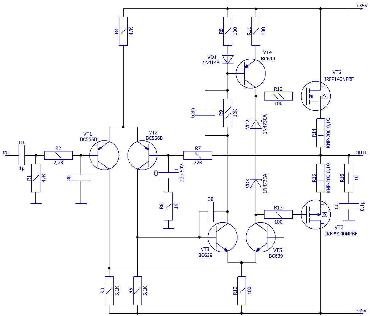Простые высококачественные усилители мощности НЧ на МДП-транзисторах
