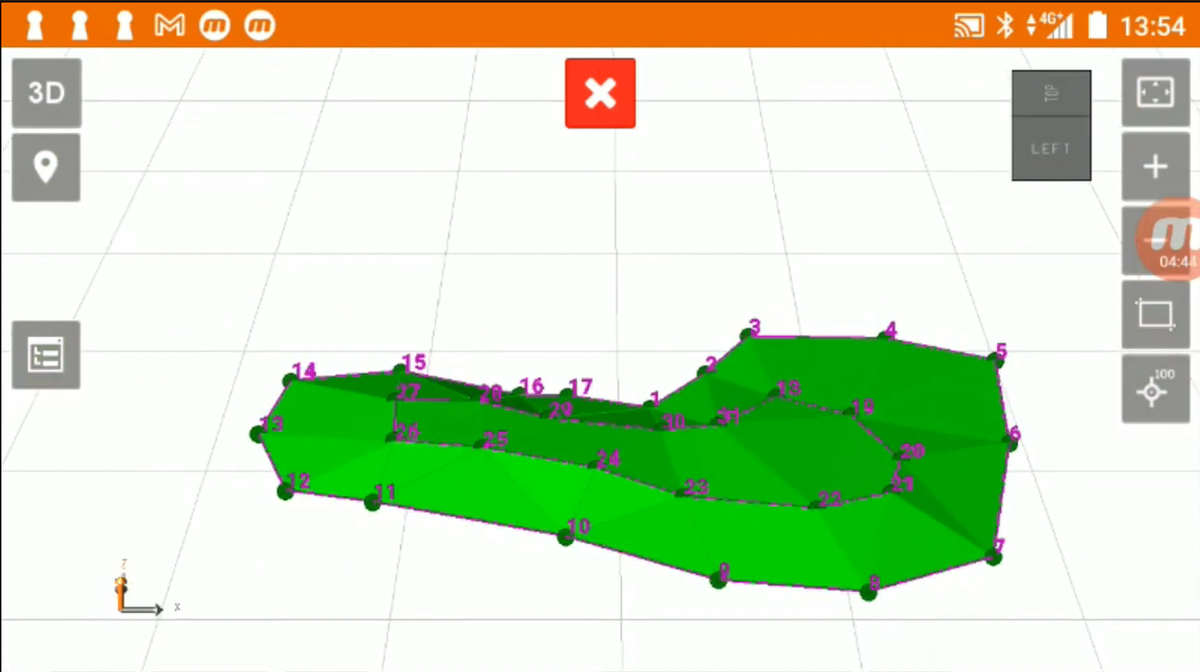 3D вид поверхности, созданной в GeoMax XPAD  