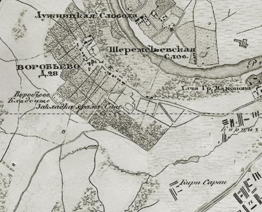 Воробьёво на карте окрестностей Москвы 1878 года. С сайта www.retromap.ru.