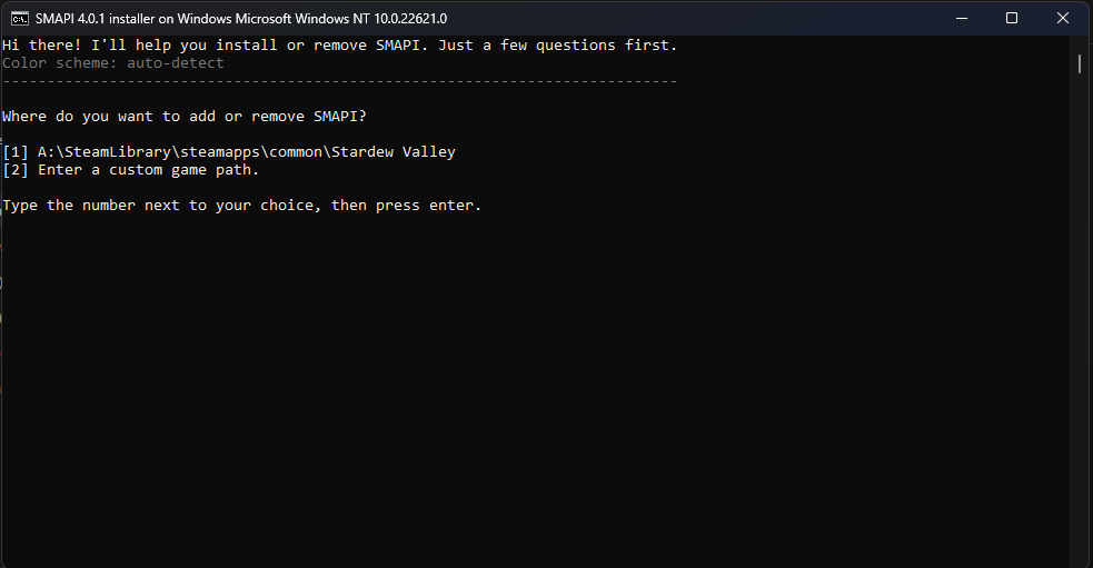 Экран выбора пути к папке 