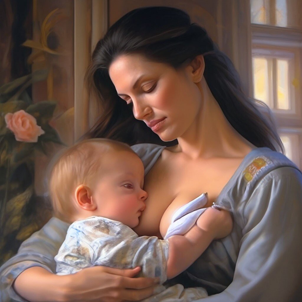 Мама кормит малыша