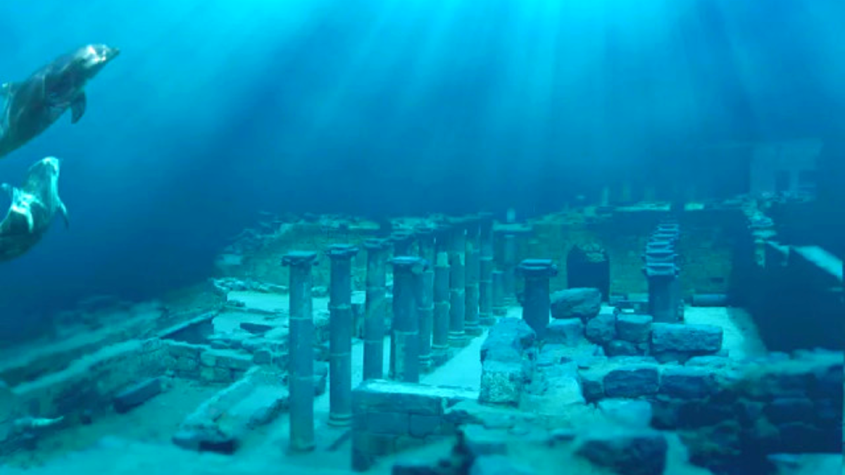 Подводные руины Александрии (Дворец Клеопатры). В результате сильного землетрясения и цунами в 365 году остров ушел под воду. Источник: https://dostop.ru/