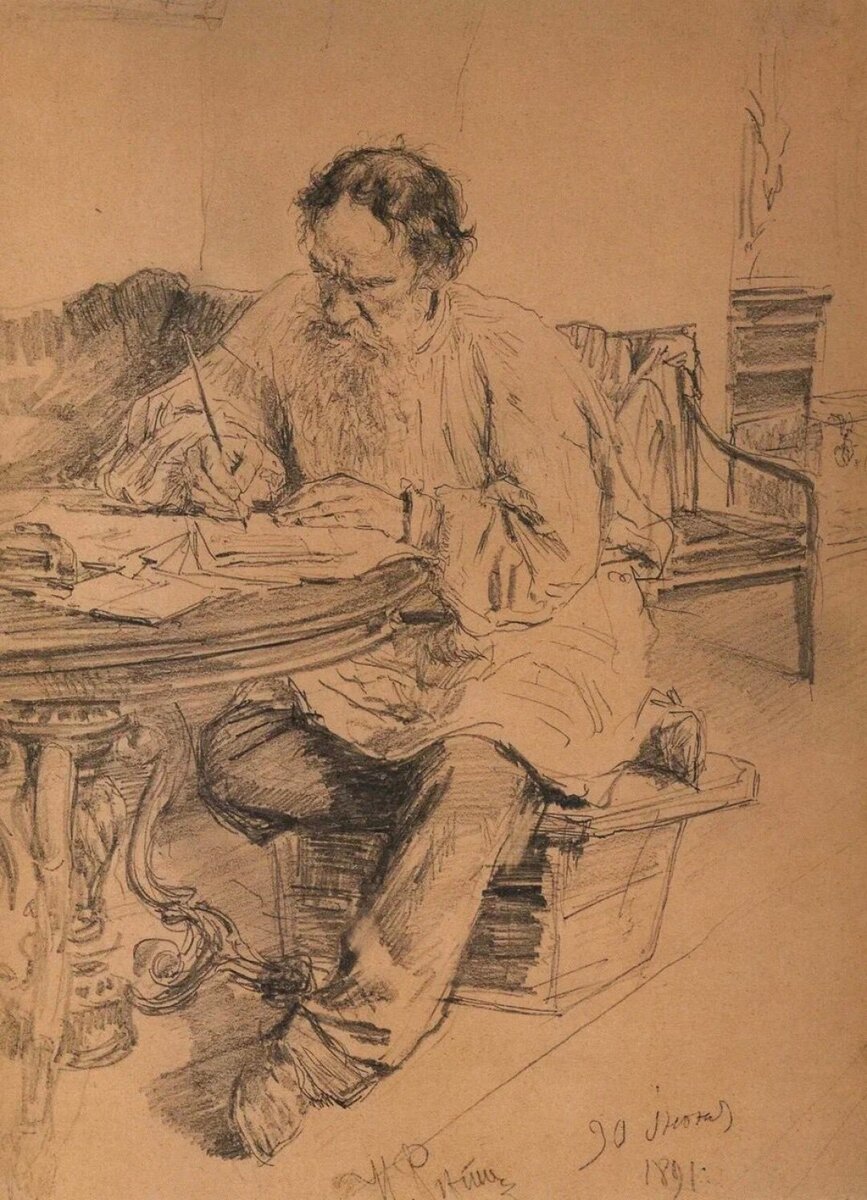   Илья Репин, «Лев Толстой за работой», 1891 год Фото: Изображение предоставлено «Собака.ru» пресс-службой Русского музея
