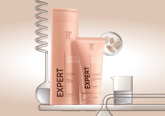 Гамма «Рост волос» Expert Hair от Faberlic с биотином насыщает волосы питательными элементами, ускоряя их рост, восстанавливает поврежденные участки, смягчает пряди и придает им блеск.