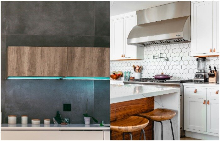 Подсветка над рабочей поверхностью и мощная кухонная вытяжка – обязательные элементы кухонного интерьера 