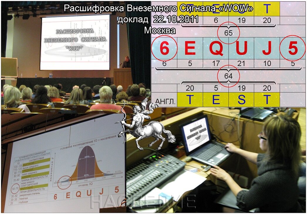 Доклад «Наследия» – «Расшифровка Внеземного Сигнала WOW» 22.10.2011 года на международной уфологической конференции в Москве. 