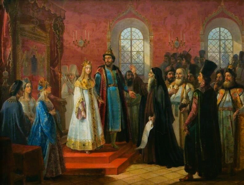 «Прием в Кремле по случаю рождения царевича Петра», худ. В.К. Демидов, 1846 год