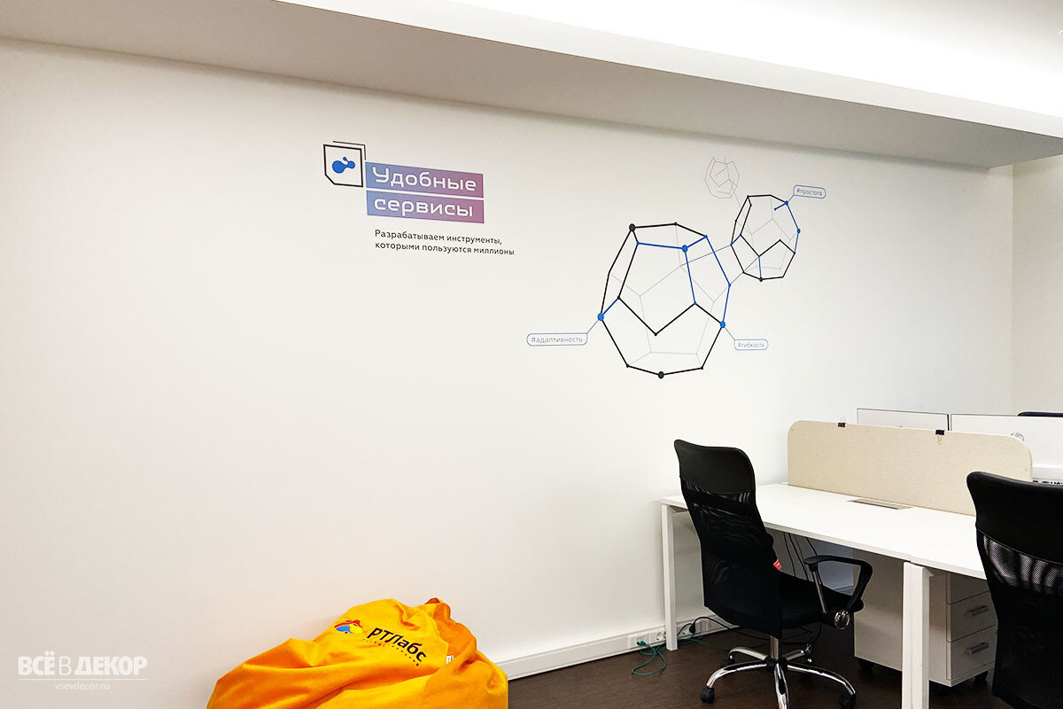 На стены офиса можно нанести рисунки любой сложности