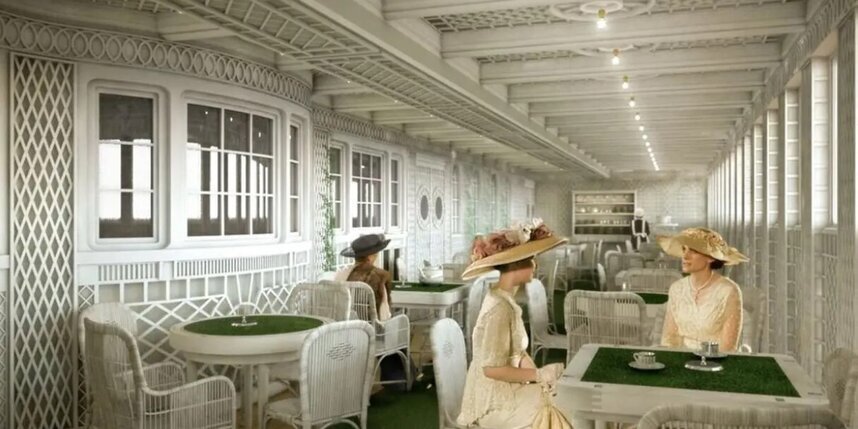    На новом судне будет Парижское кафе, как и на старом "Титанике".Предоставлено компанией Blue Star Line