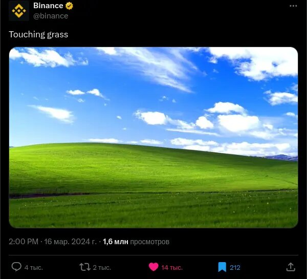Пост binance с намёком на grass