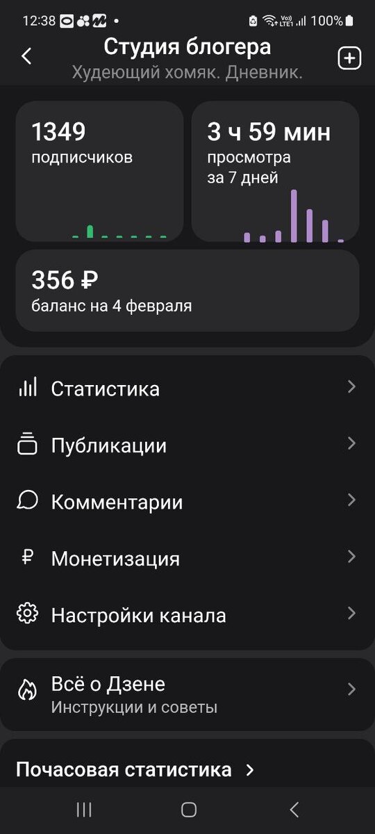 Это данные по каналу, на 4 февраля. Раньше это был канал худеющего хомяка.