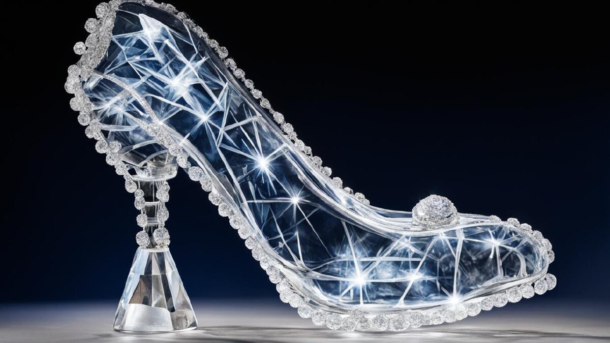 Хрустальная туфелька Золушки как символ сказки. Фото: нейросеть «Kandinsky»