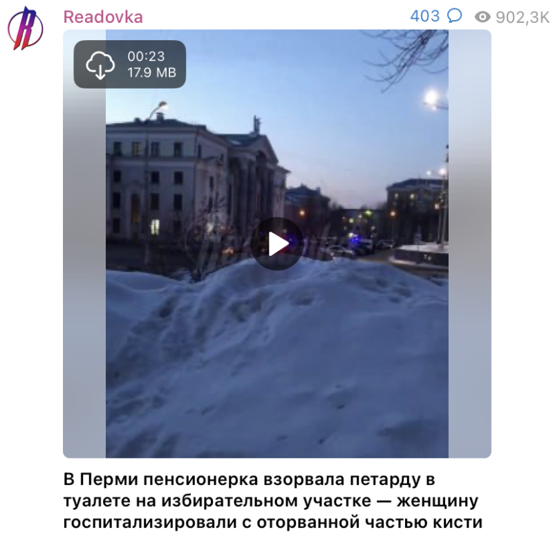    Фото: Скриншот t.me/readovkanews