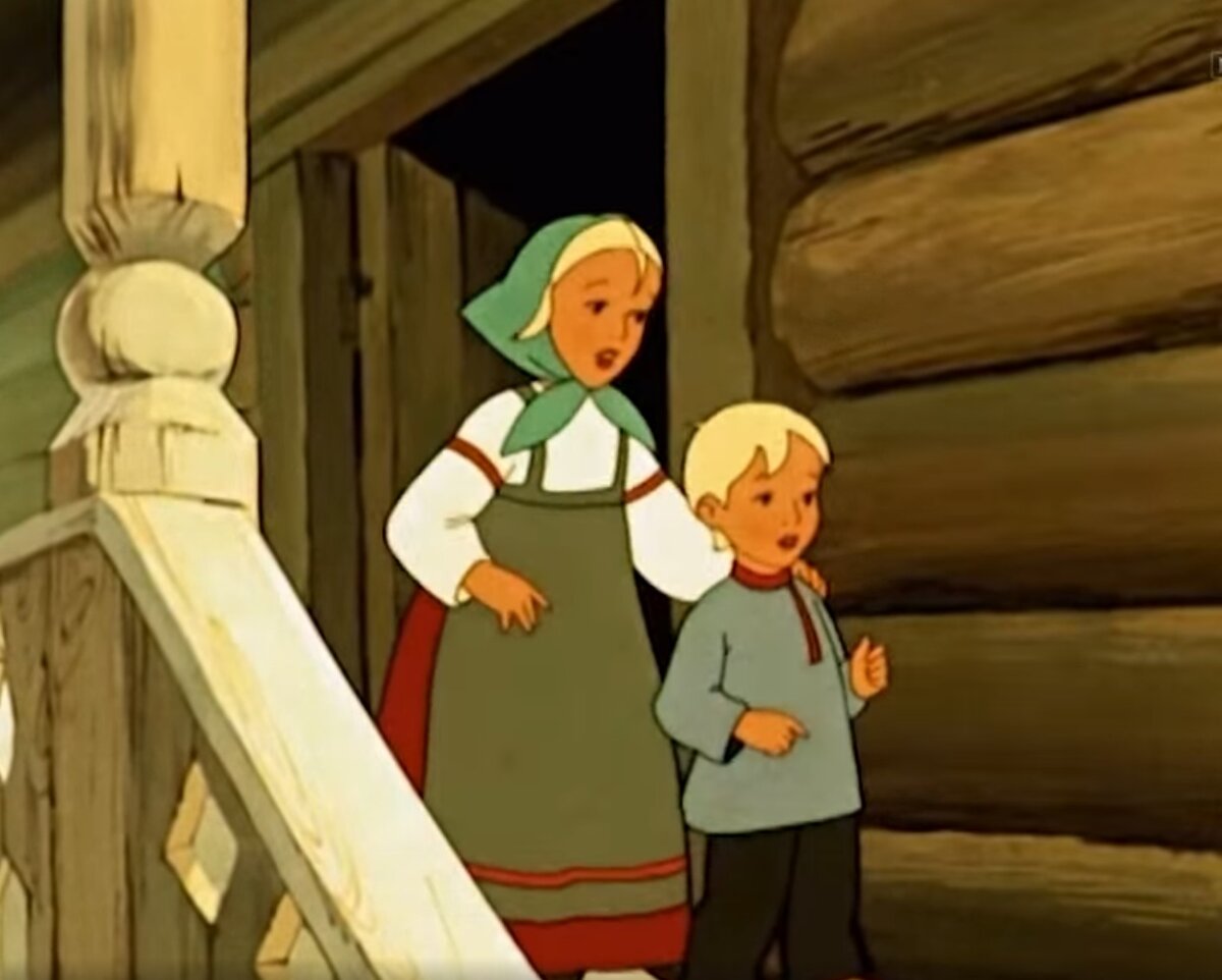 кадр из м/ф "Гуси-лебеди" 1949 г.