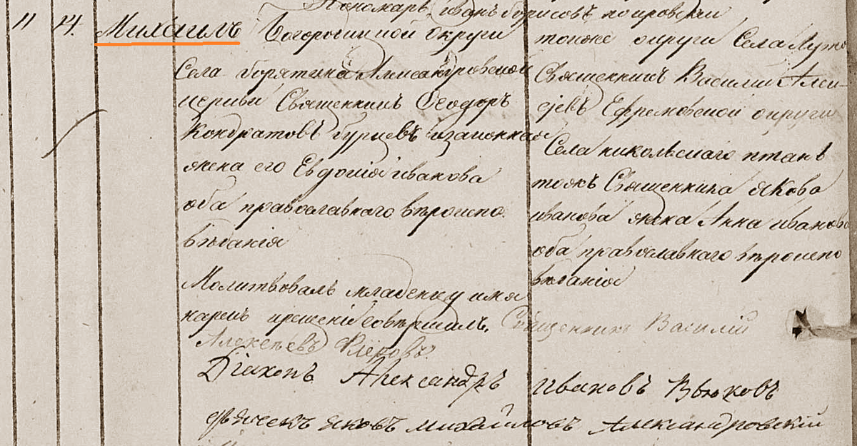 11.07.1842. Запись о рождении Михаила Фёдоровича.