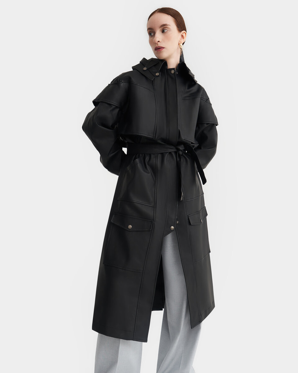 Тренч HUNT в состаренном черном цвете