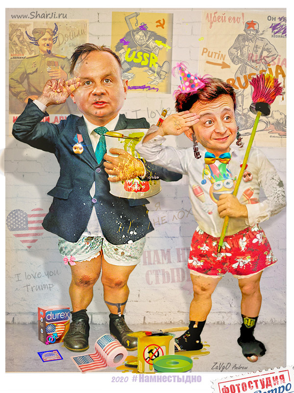 Политическая карикатура Зеленский и Анджей Дуда