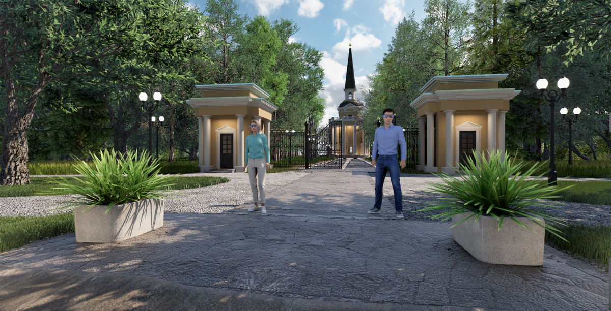 Персонажи 3D-прогулки по усадьбе Введенское