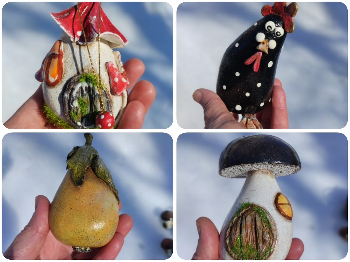 Игрушки из пеноплекса и глины. Все фото в статье - автора