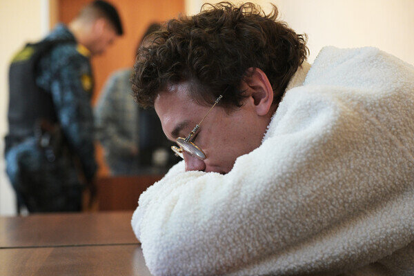 Никита Кологривый на заседании суда по делу о дебоше, 20 марта 2024 года / Александр Кряжев/РИА Новости