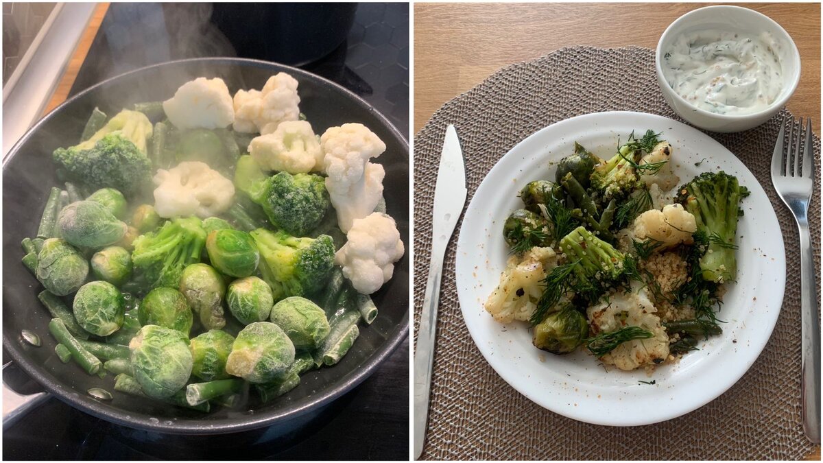 Киноа (не видна почему-то в тарелке) можно заменить на тофу