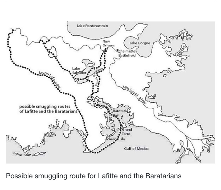Возможные маршруты перевозки контрабанды Лафитом и его командой