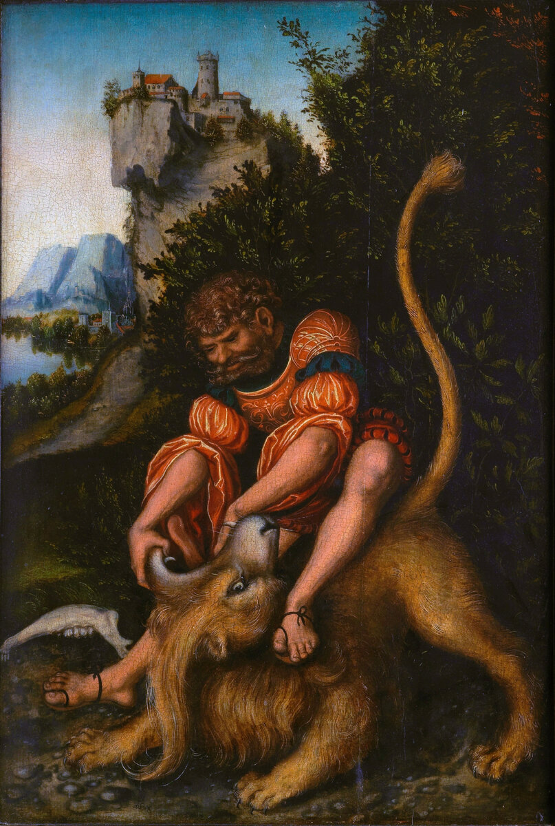 Lucas Cranach d. Ä. Simson bezwingt den Löwen