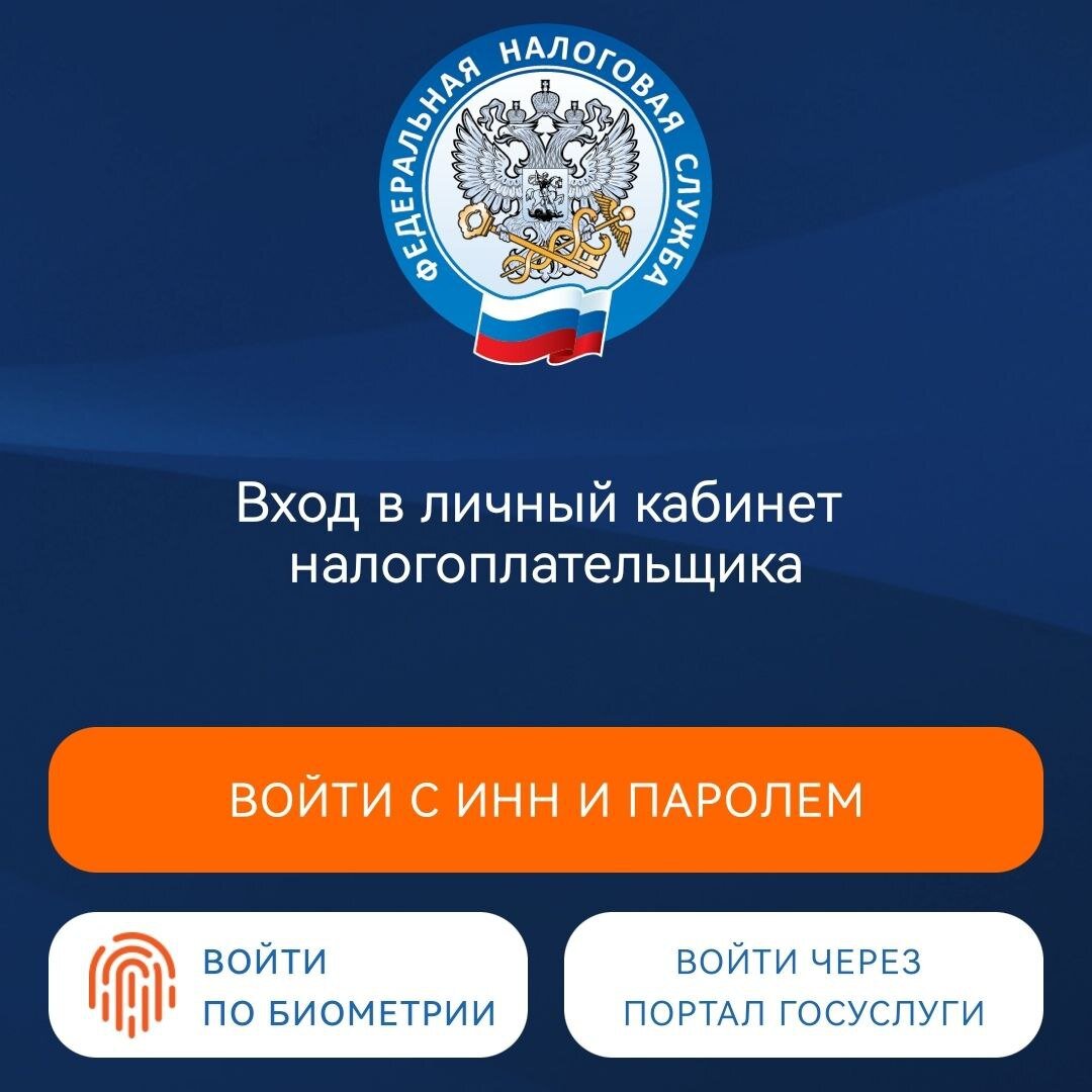 Стартовая страница приложения Налоги ФЛ