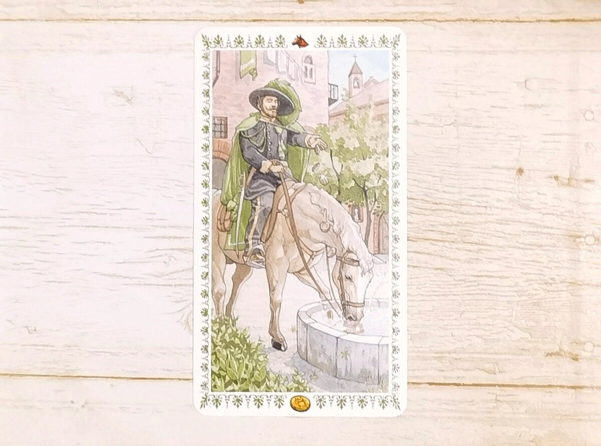 Аркан "Рыцарь Пентаклей". "Романтическое Таро".