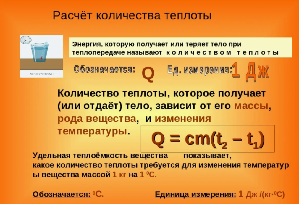 Теплопроводность физика 8 класс видеоурок. Удельная теплота физика 8 кл. Удельная теплоемкость вещества формула физика 8 класс. Количество тепла теплоемкость. Формулы по теплопроводности.