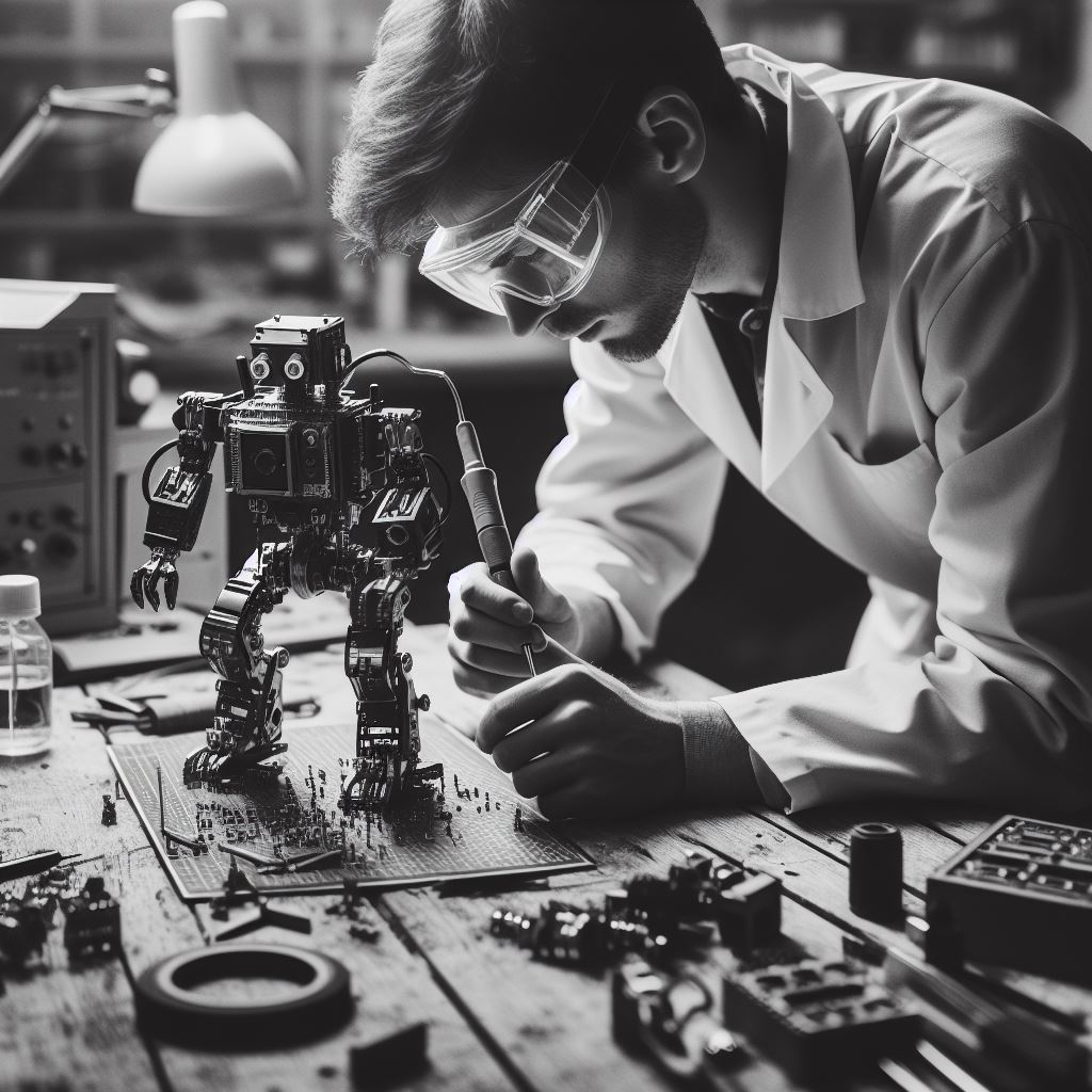 [prompt]Изображение человека, который разрабатывает робота.