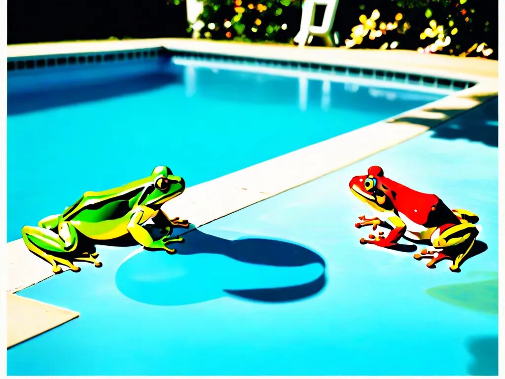 Лягушки возле бассейна