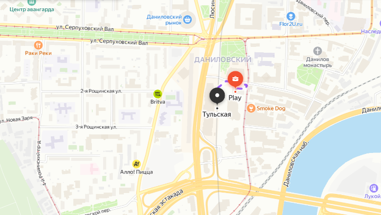 Ближайшая станция на карте рядом с ЖК «PLAY» («ПЛЕЙ»)