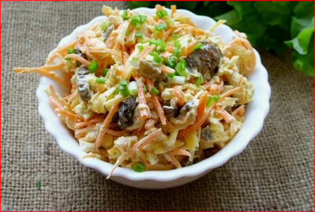 Вкусно и полезно. Грибной постный салат без мяса. Салат с отварными вешенками
