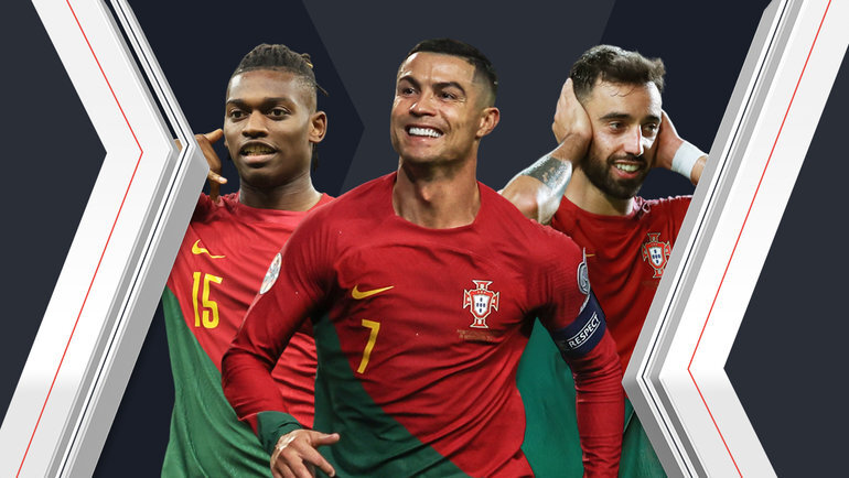    Рафаэл Леау, Криштиану Роналду, Бруну Фернандеш. Global Look Press