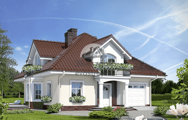 Проект дома 289 м2 с цокольным этажом, гаражом, балконом и террасой - 104-39