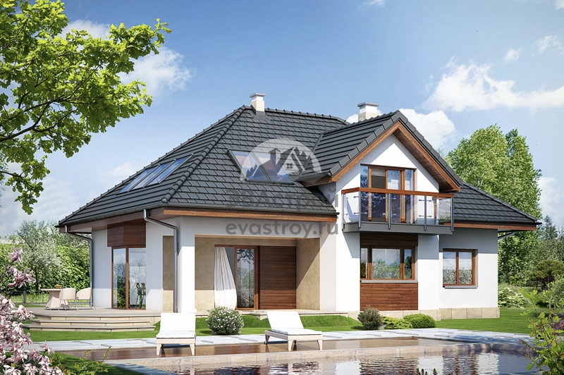 Проект дома 15 на 13 с мансардой, гаражом, балконом и террасой до 250 кв м - 104-51