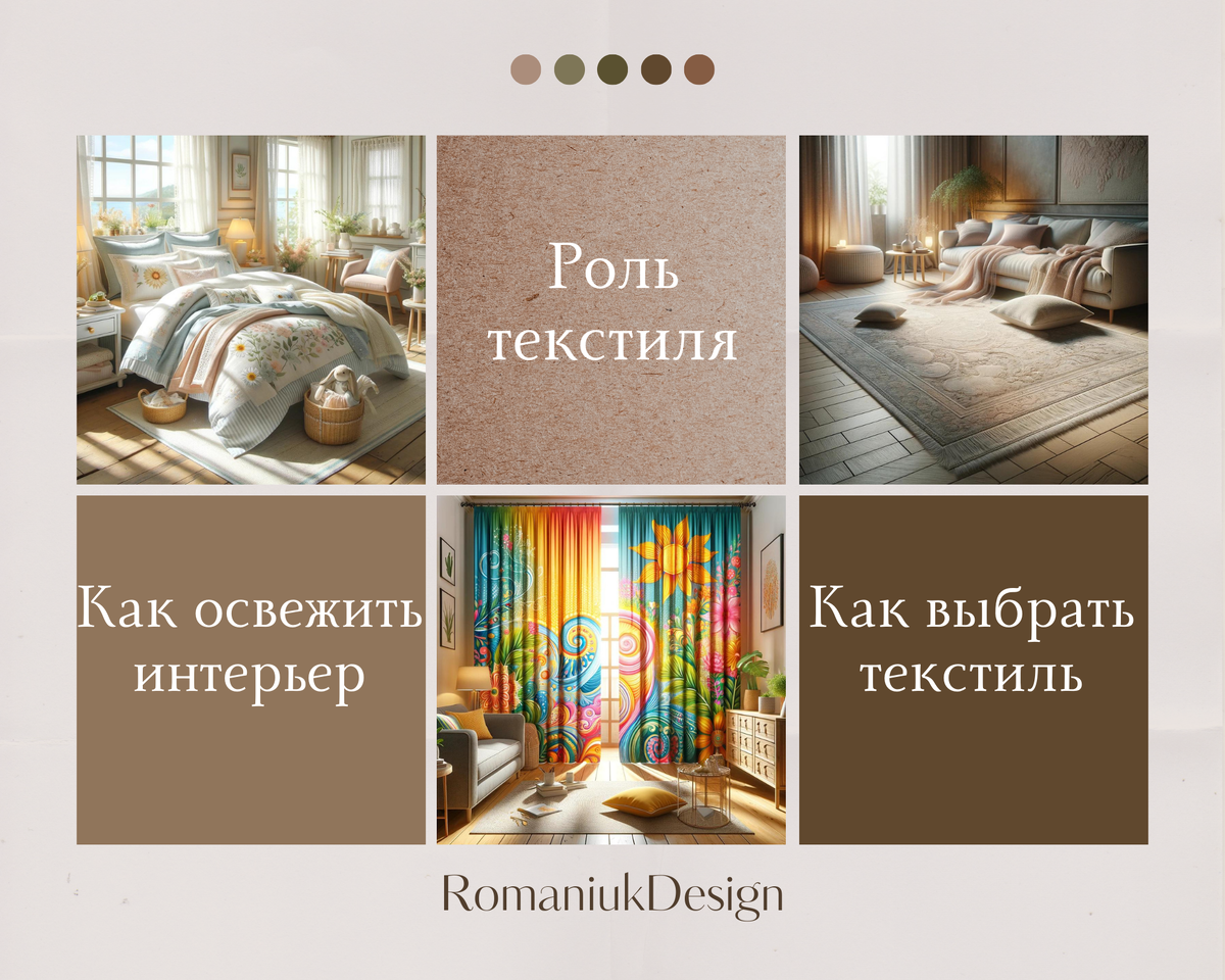 Роль текстиля в создании уютного интерьера. Romaniuk Design. 