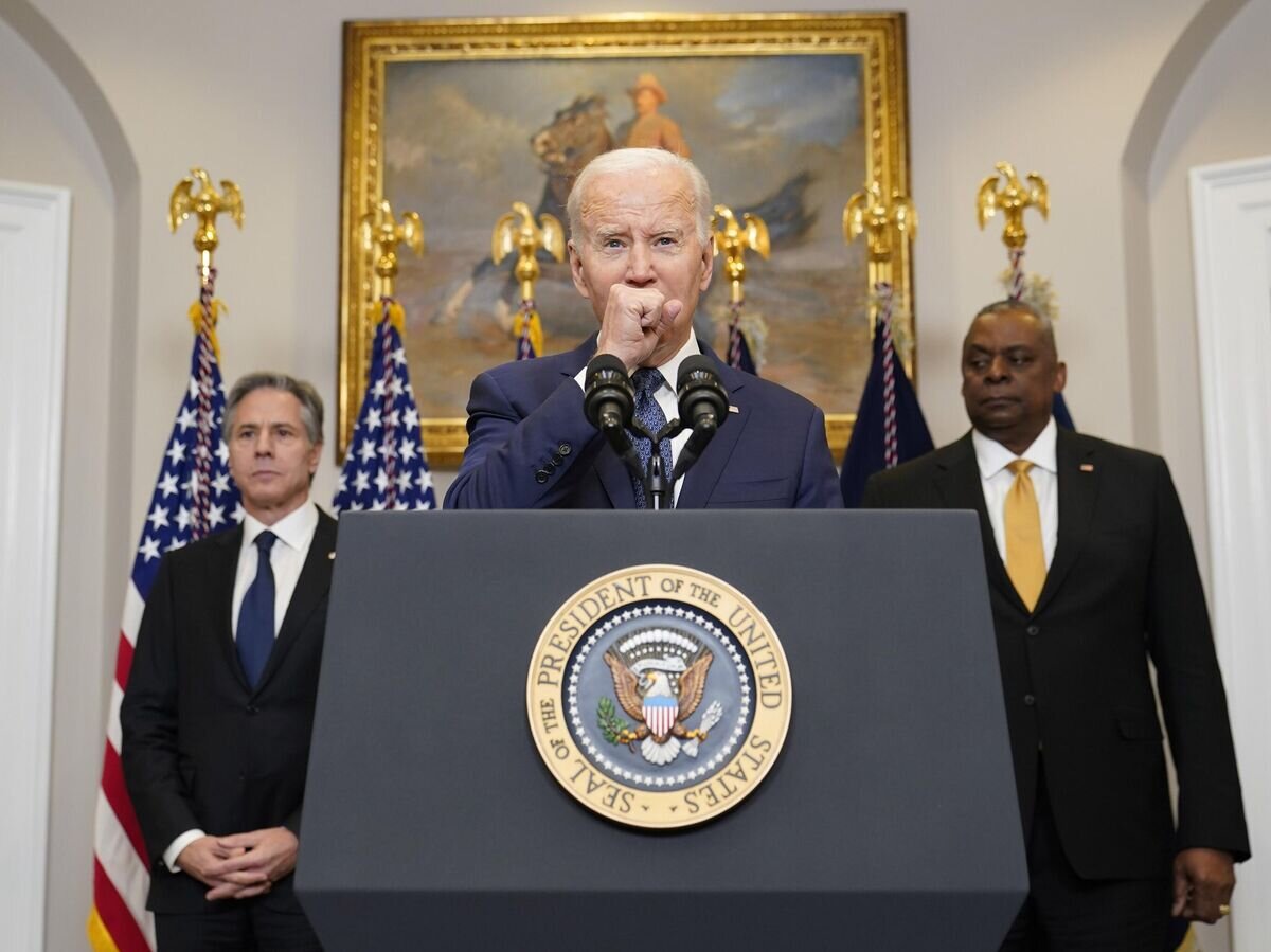    Президент США Джо Байден во время выступления в Белом доме© AP Photo / Susan Walsh