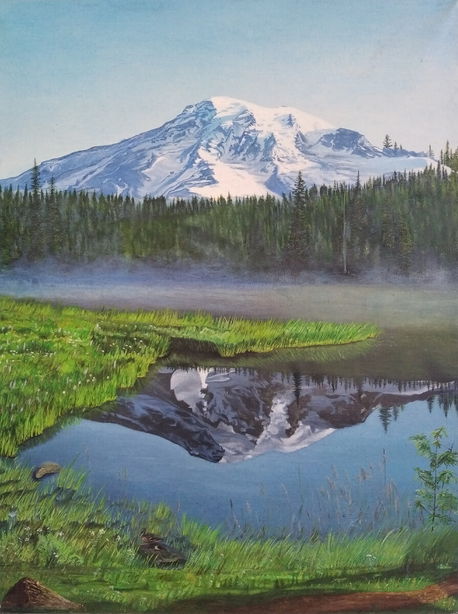 Картина современного питерского художника Веры Волковой. Сто процентов ручная работа. Холст на подрамнике, масло. 2009г. 40 х 30 см. Стиль реализм. Летний пейзаж.