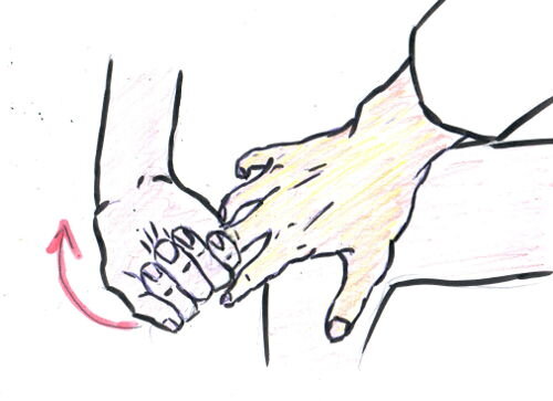 Болевой на средний палец - захват